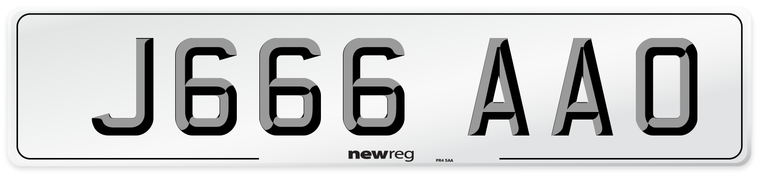 J666 AAO Number Plate from New Reg
